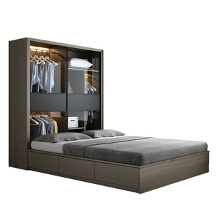 衣柜床一体榻榻米儿童房北欧双人床1.5米小户型1.8米无床头储物床