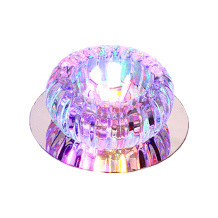 客厅吊顶孔灯led天花灯嵌入式水晶过道灯家用变色筒灯七彩牛眼灯