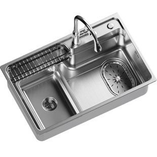 悍高水槽日式大单槽304不锈钢厨房家用水槽大滤网洗菜盆洗碗池