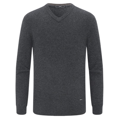 EMZ鄂尔多斯【羊毛羊绒】25新款肌理感抑菌抗静电加厚V领针织衫男