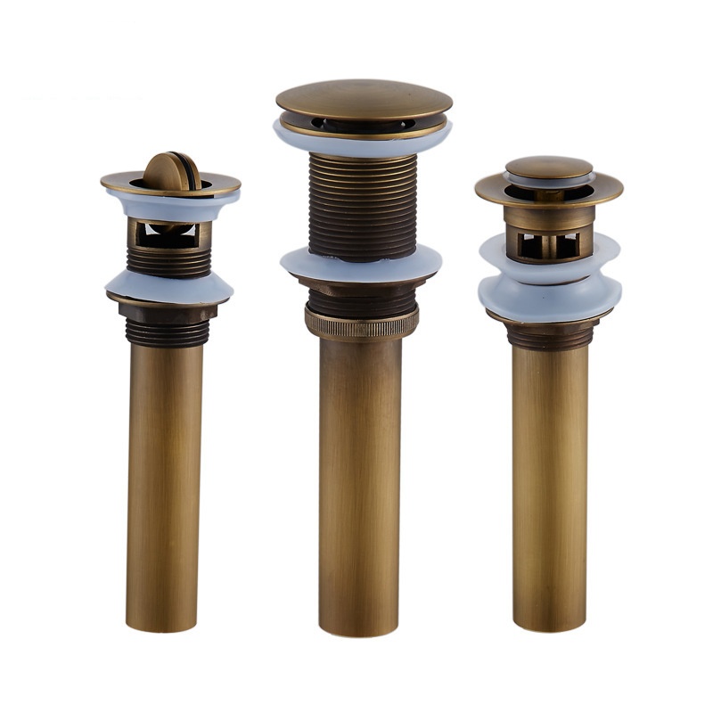 洗脸盆仿古下水道防臭 欧式仿古玻璃盆弹跳翻板下水器 漏水塞管子