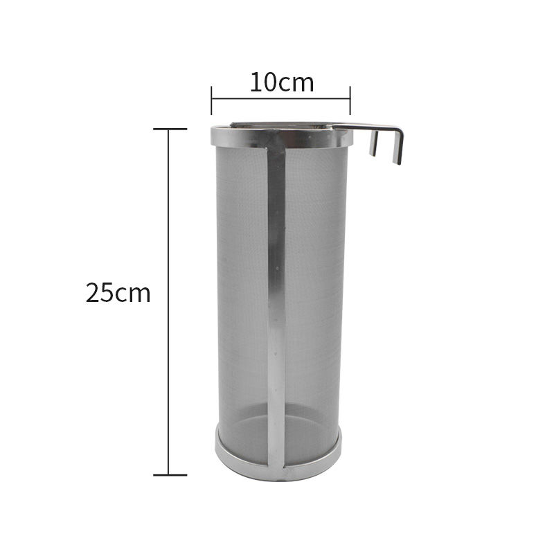 304不锈钢啤酒过滤筒自酿酒花烧煮过滤网带盖挂钩式