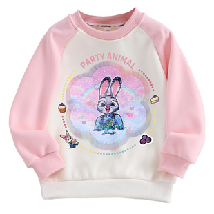 女童纯棉变色亮片动物城朱迪卫衣 26春秋儿童装小女孩宝宝t恤上衣