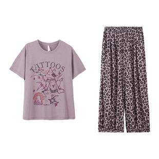 安之伴【巨凉感】睡衣女款夏季短袖可外穿夏天休闲长裤大码家居服