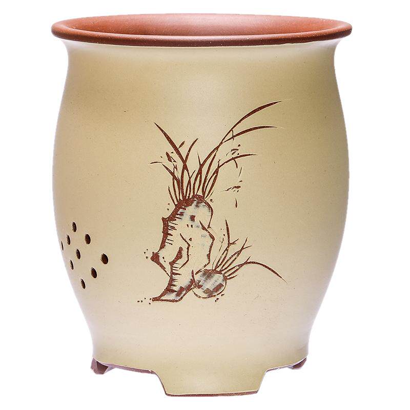 宜兴紫砂花盆精品花盆桌面圆形