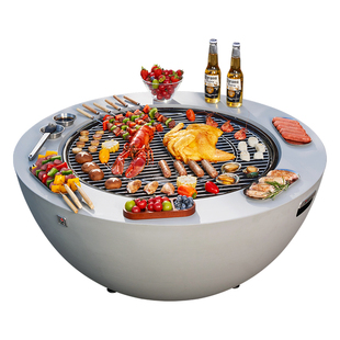 燃客围炉煮茶桌户外酒店篝火烤火炉庭院烧烤炉取暖炉大号烧烤火盆