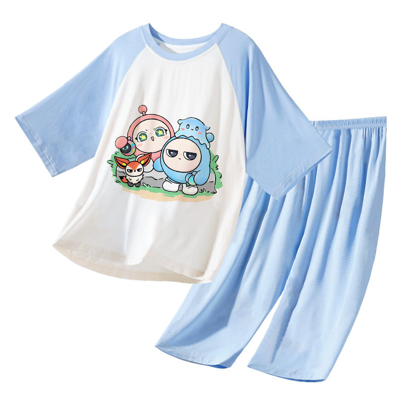 女款莫代尔夏季七分裤卡通家居服