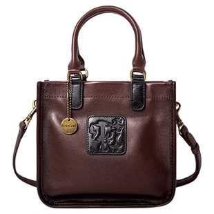 原创小众设计师款休闲真皮头层牛皮单肩包时尚落落大方包象形文字