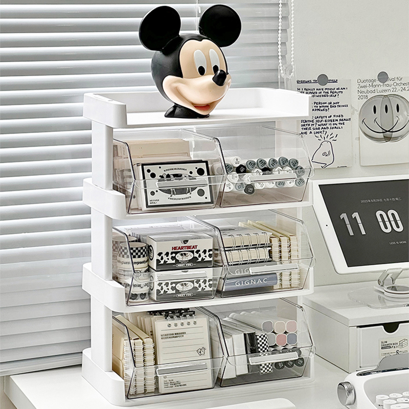 桌面抽屉收纳盒多层学生书桌文具整理置物架办公室杂物亚克力架子