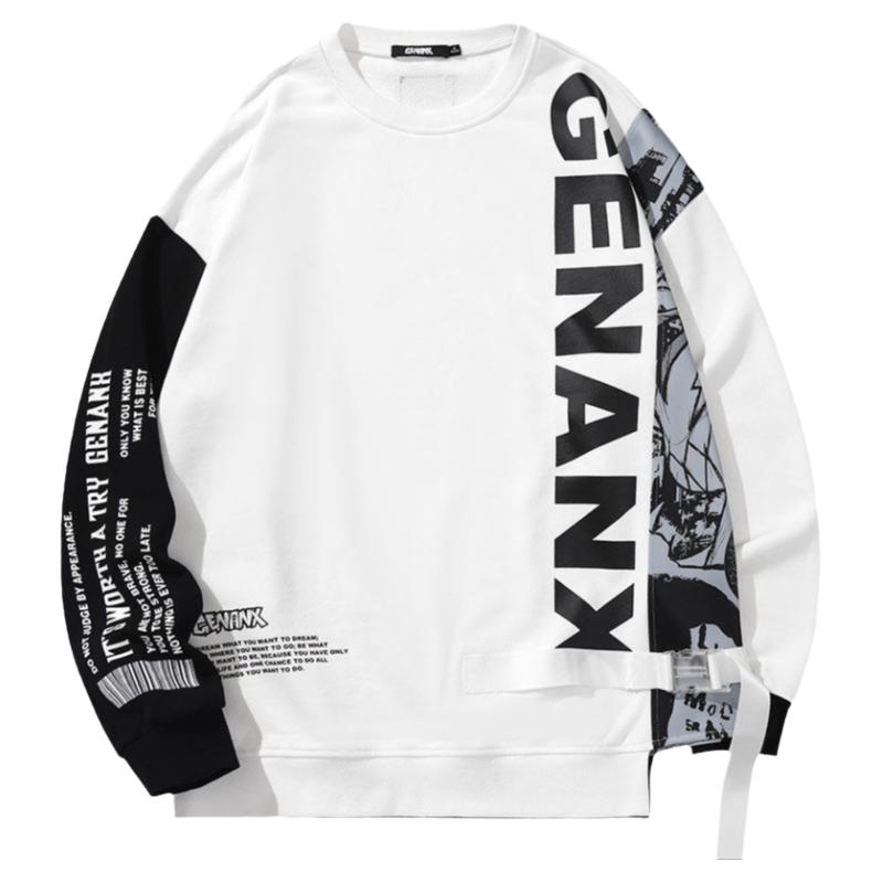 GENANX闪电潮牌白色纯棉卫衣