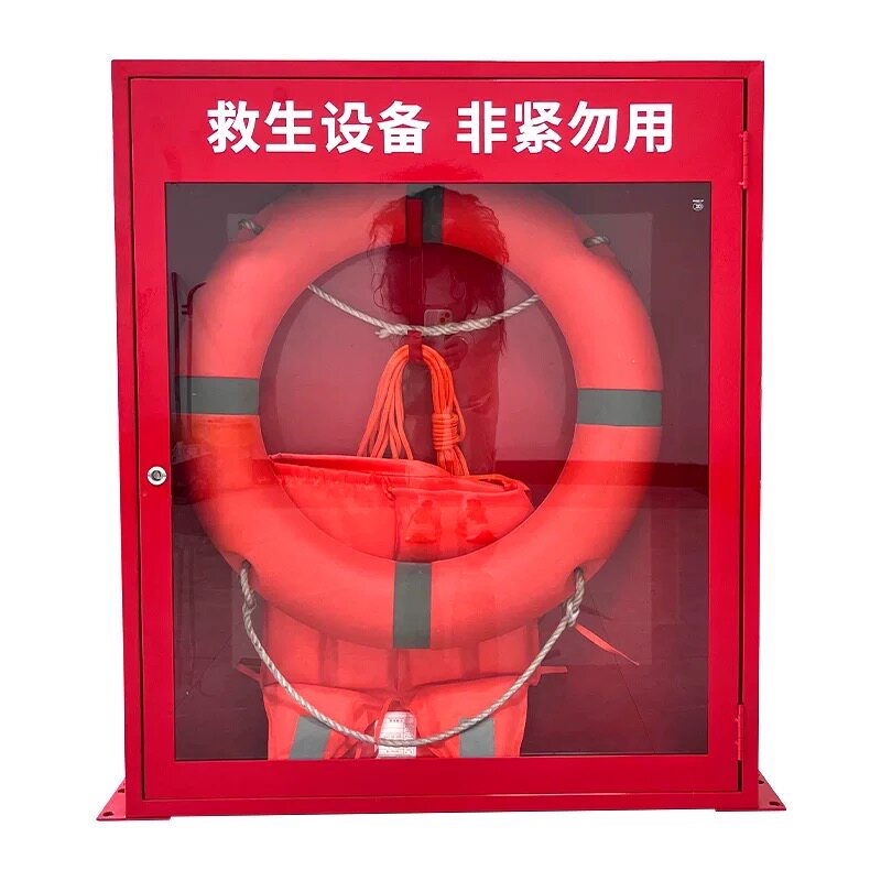 河道救生圈存放箱防溺水警示牌救援应急物资存放柜水库救生圈支架
