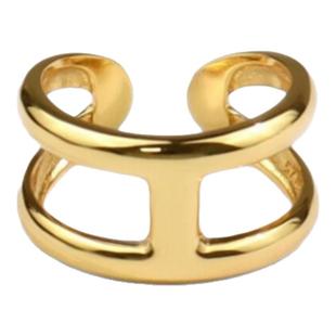 纯银H字母开口戒指 高级感素面光圈工字戒个性冷淡风男女情侣礼物