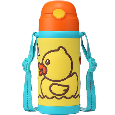 小黄鸭带手柄儿童吸管316不锈钢