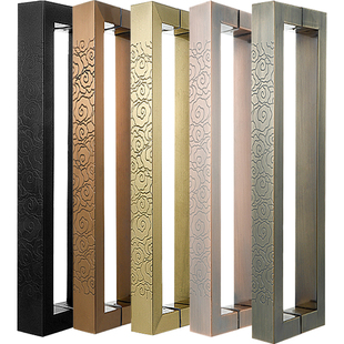 中式大门拉手古铜玻璃门拉把手不锈钢祥云实木门方管高档拉手定制