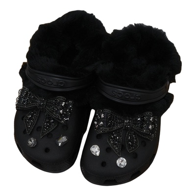 Mkop毛绒洞洞鞋内胆棉可拆卸冬天配饰云朵泡芙适配Cross/Crocs