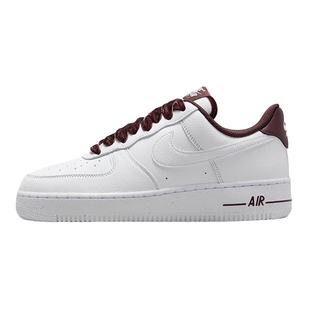 Nike耐克板鞋女鞋AF1酒红丝绒鞋带白色空军一号运动鞋HV4403-600
