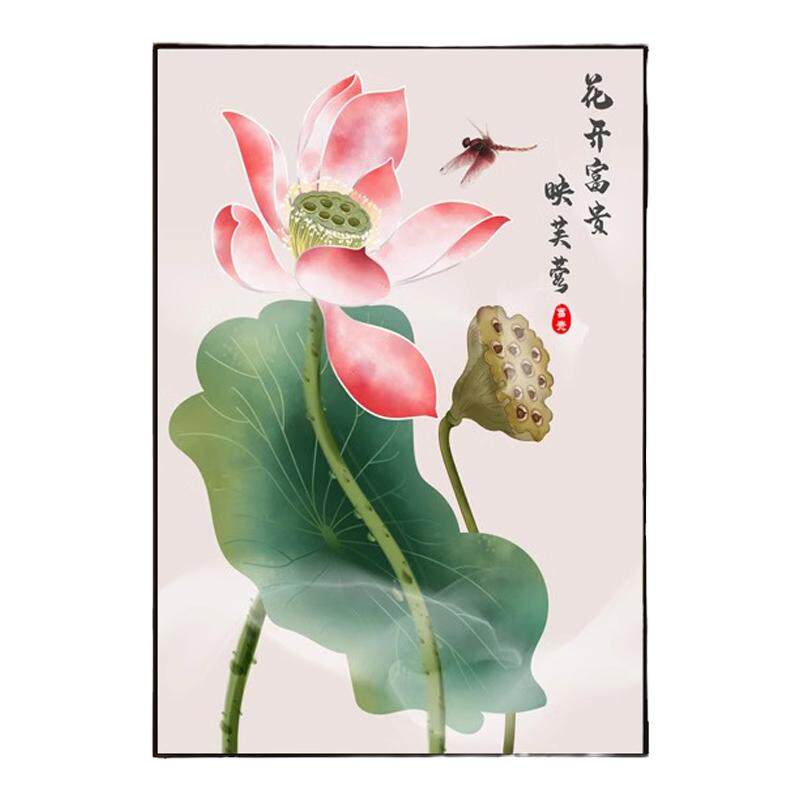 荷花禅意过道壁画中国风
