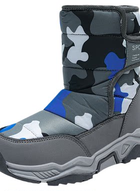 ABC男童加绒防水防滑雪地靴