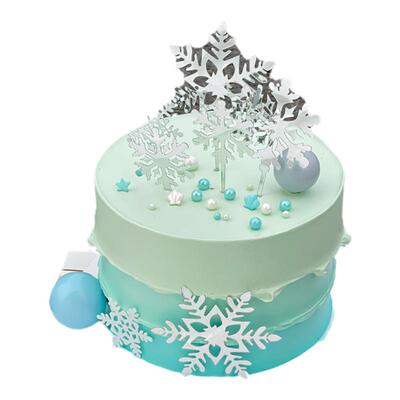 圣诞节雪花蛋糕装饰冰雪公主亚克力白色雪花片插件插牌生日烘焙