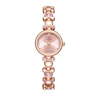 迪士尼手表女孩链式细带小巧简约气质小清新中学生少女镶钻手链表