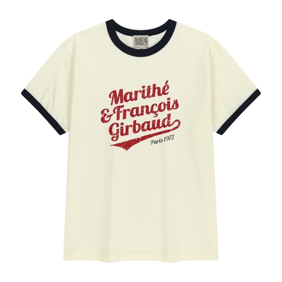 MARITHE复古LOGO滚边T恤男女同款