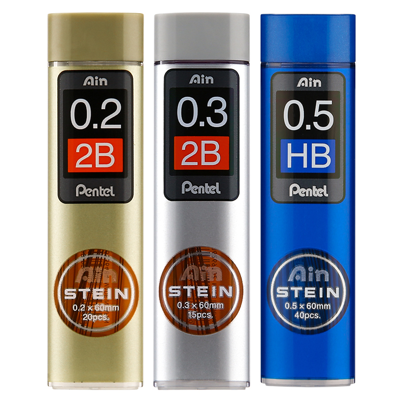 日本PENTEL派通自动铅芯0.3/0.2STEIN高聚合0.5不易断芯0.7自动铅笔芯小学生可用2b/hb活动铅芯