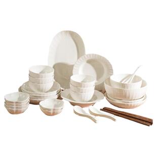 舍里白色高级感碗碗碟套装家用2025新款陶瓷餐具套装碗筷碗盘组合