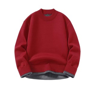 GV真维斯酒红色毛衣男款冬季新款加绒加厚针织衫男士本命年衣服B