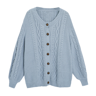 秋冬季女装有质感厚毛衣外套大码胖mm巨遮肚衣慵懒高级感开衫上衣