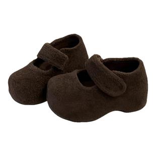 内增高毛毛鞋小个子加绒勃肯鞋魔术贴玛丽珍鞋厚底女冬保暖乐福鞋