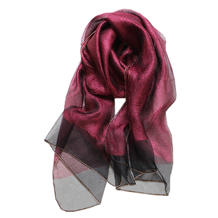 专柜款酒红色双层真丝丝巾钻桑蚕丝礼服旗袍披肩围巾长巾春夏女款