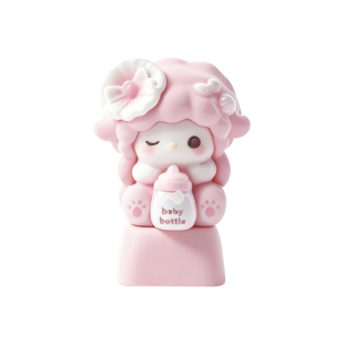 坐坐奶瓶Piano键帽定制粉色透光可爱立体HelloKitty系列diy键盘帽