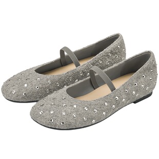 73hours女鞋绒绒奶糖春秋季新款法式芭蕾鞋女毛毛鞋玛丽珍单鞋女