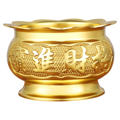 纯黄铜香炉家用室内财神爷上香
