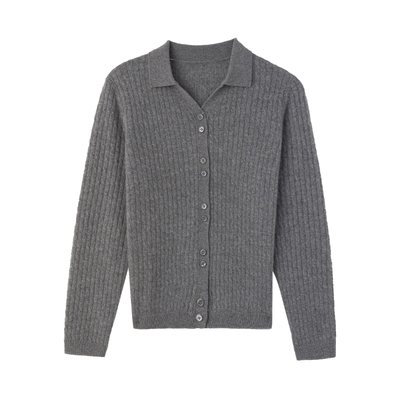 春竹长袖女士针织开衫100%山羊绒