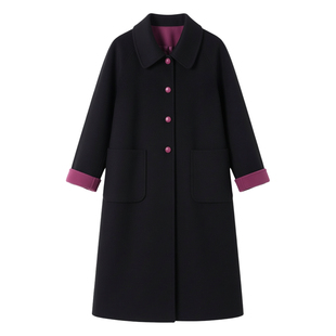 羊毛双面呢大衣2026年春季新款年轻妈妈女装气质POLO领外套中长款