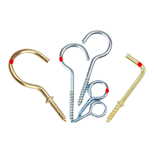 9字杯钩镀铜带垫挂衣钩镀锌羊眼灯钩木板用自攻木螺丝钉七7字挂钩