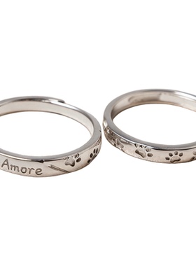 999足银狗爪萌趣情侣戒指女男设计感可爱指环时尚闺蜜潮ins风礼物