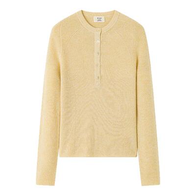 JCLP金纯良品匠心 100%山羊绒内搭打底衫 亨利领花纱长袖针织衫女