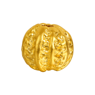 老克勒3D硬金黄金核桃金珠999足金串珠散珠转运珠手链手串配饰男