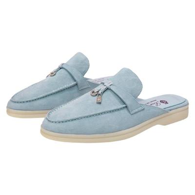 流苏平底LP真皮包头半拖鞋