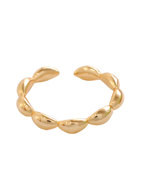 精致时髦金波浪戒指女ins18k金