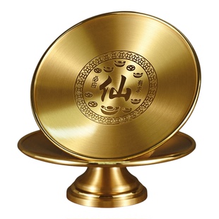 纯铜佛前供果盘家用供奉上供果盘供佛水果盘财神爷供品盘招财贡盘