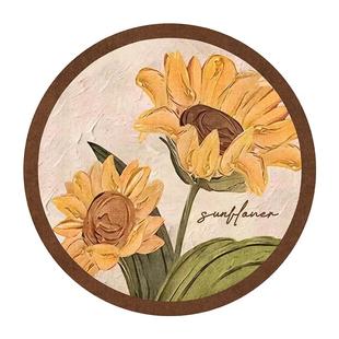 中古风圆形地毯摇椅地垫书房圆型隔音防滑耐磨椅子隔音脚垫高级感