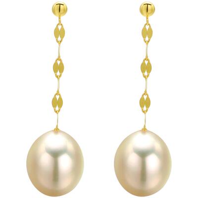 黛米18K金海水南洋金珍珠耳环女