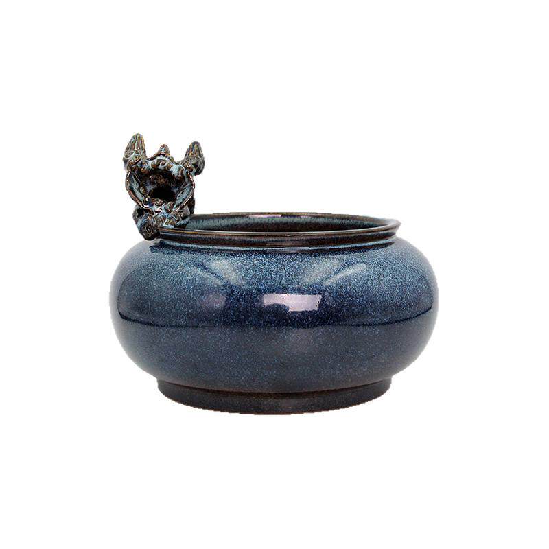 瓦猫陶瓷茶洗笔洗手工茶具彩釉