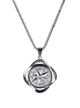 钛钢男女旋转指南针项链时来运转