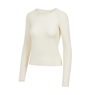 凡圣瑜伽服圆领简约透气时尚大方运动户外一体织长袖上衣F14393