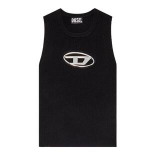DIESEL女士OVAL D镂空银色黑色LOGO针织衫背心A096210DLAX