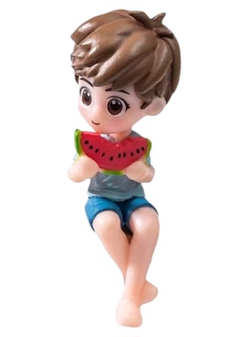 微景观创意吃瓜情侣公仔造景摆件